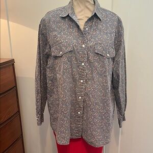 Vintage J Peterman  Blue Patterned Shirt